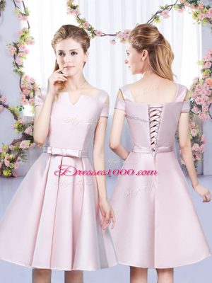 Dramatic Sleeveless High Low Ruching Lace Up Quinceanera Court Dresses with Baby Pink