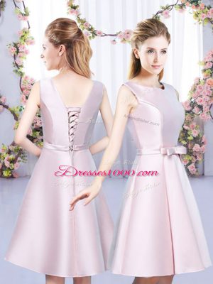 Dramatic Sleeveless High Low Ruching Lace Up Quinceanera Court Dresses with Baby Pink