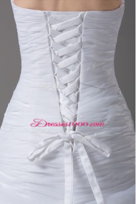 Cheap Organza Sleeveless Wedding Gowns Brush Train and Beading and Pick Ups