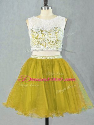 Attractive Olive Green Zipper Homecoming Dress Online Lace and Appliques Sleeveless Mini Length