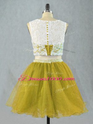 Attractive Olive Green Zipper Homecoming Dress Online Lace and Appliques Sleeveless Mini Length