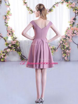 Lavender A-line Straps Cap Sleeves Chiffon Mini Length Zipper Ruching Bridesmaid Dresses