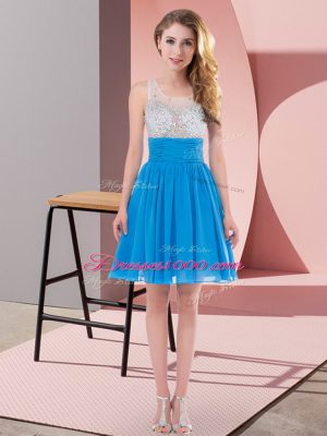 Scoop Sleeveless Chiffon Quinceanera Court of Honor Dress Beading Side Zipper