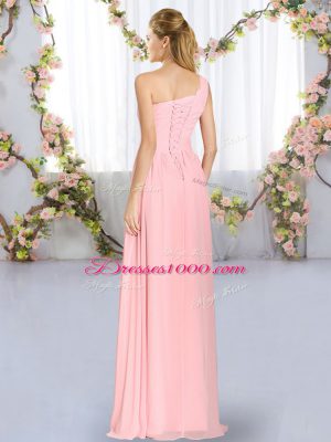 Hot Selling Floor Length Apple Green Wedding Guest Dresses Chiffon Sleeveless Ruching