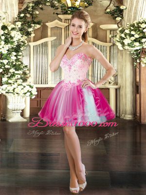 Ball Gowns Fuchsia Sweetheart Tulle Sleeveless Mini Length Lace Up