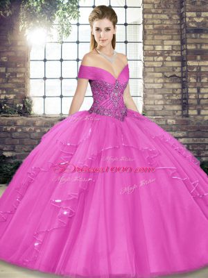 Sleeveless Lace Up Floor Length Beading and Ruffles Sweet 16 Dress