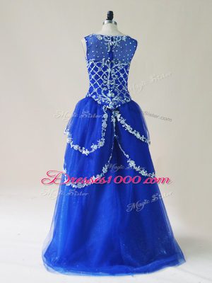 Tulle Sleeveless High Low Dress for Prom and Beading and Appliques