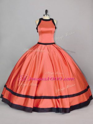 Custom Made Ruching Quinceanera Dresses Orange Zipper Sleeveless Floor Length