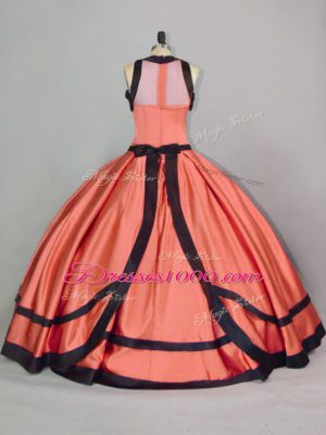 Custom Made Ruching Quinceanera Dresses Orange Zipper Sleeveless Floor Length