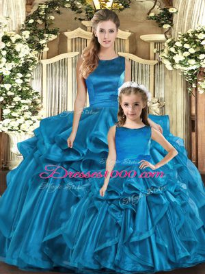 Sleeveless Lace Up Floor Length Ruffles 15th Birthday Dress