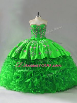 Wonderful Brush Train Ball Gowns Quinceanera Dress Sweetheart Fabric With Rolling Flowers Sleeveless Lace Up