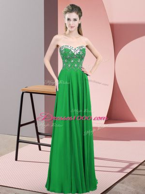 Sweetheart Sleeveless Homecoming Dress Online Floor Length Beading Green Chiffon