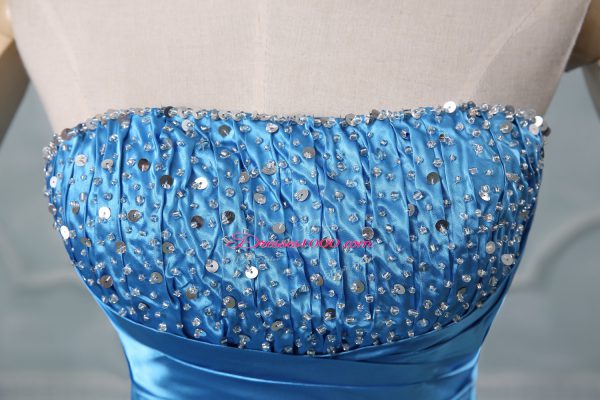 Spectacular Baby Blue Strapless Neckline Beading and Sequins Sweet 16 Dress Sleeveless Lace Up