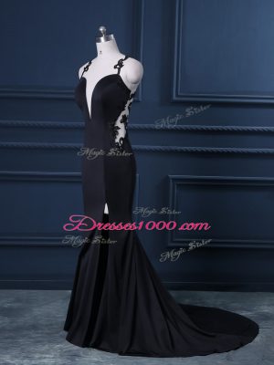 High Class Black Going Out Dresses Straps Sleeveless Brush Train Zipper