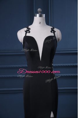 High Class Black Going Out Dresses Straps Sleeveless Brush Train Zipper