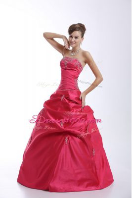 Traditional Sweetheart Sleeveless Taffeta Sweet 16 Dresses Appliques Lace Up