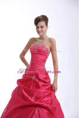 Traditional Sweetheart Sleeveless Taffeta Sweet 16 Dresses Appliques Lace Up