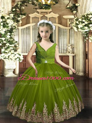 On Sale Sleeveless Embroidery Backless Little Girls Pageant Gowns