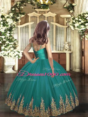 High Class Turquoise Ball Gowns Embroidery Party Dress Wholesale Zipper Tulle Sleeveless Floor Length