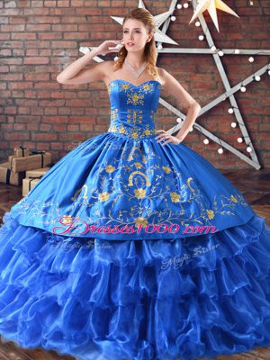 Sleeveless Floor Length Embroidery Quinceanera Dress