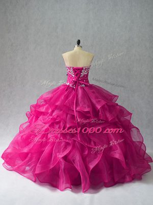 Classical Sleeveless Lace Up Floor Length Beading and Ruffles Vestidos de Quinceanera