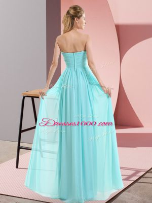 Comfortable Peach Sleeveless Beading Floor Length Prom Evening Gown