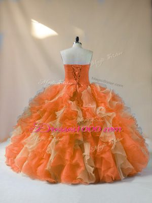 Multi-color Organza Lace Up Sweetheart Sleeveless Floor Length Quinceanera Gowns Beading and Ruffles