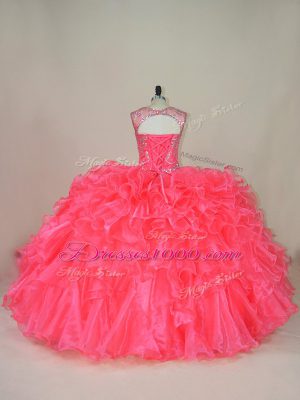 Amazing Sleeveless Lace Up Beading and Ruffles Sweet 16 Dresses