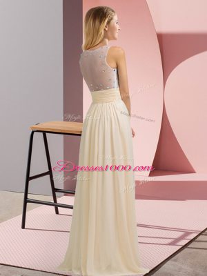 Champagne Wedding Party Dress Wedding Party with Beading Scoop Sleeveless Side Zipper