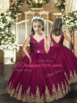 Floor Length Ball Gowns Sleeveless Burgundy Quince Ball Gowns Backless