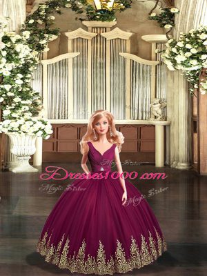 Floor Length Ball Gowns Sleeveless Burgundy Quince Ball Gowns Backless