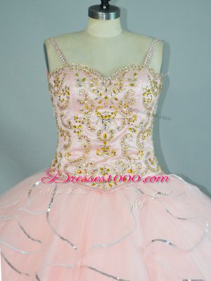 Sleeveless Beading and Ruffles Lace Up Sweet 16 Dresses