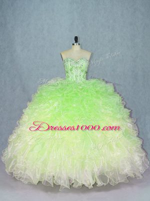Sweetheart Sleeveless Lace Up Sweet 16 Dresses Multi-color Organza
