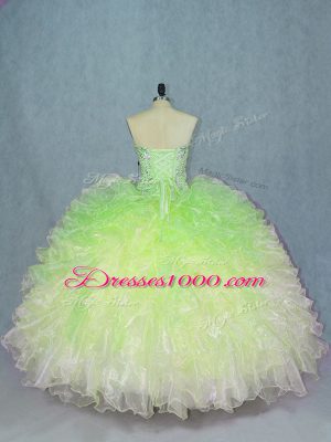 Sweetheart Sleeveless Lace Up Sweet 16 Dresses Multi-color Organza