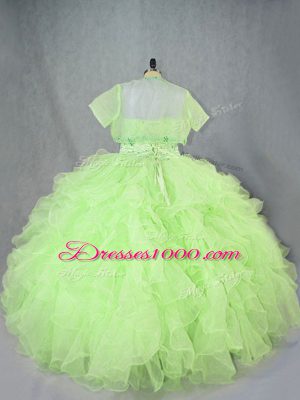 New Arrival Sleeveless Lace Up Floor Length Beading and Ruffles Quinceanera Gown