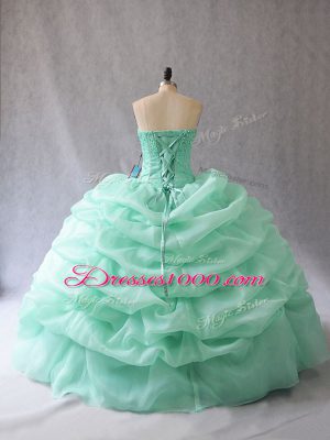 On Sale Apple Green Sleeveless Beading and Pick Ups Floor Length 15 Quinceanera Dress