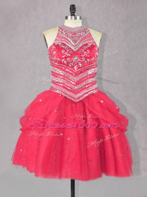 Sleeveless Beading Lace Up Prom Evening Gown