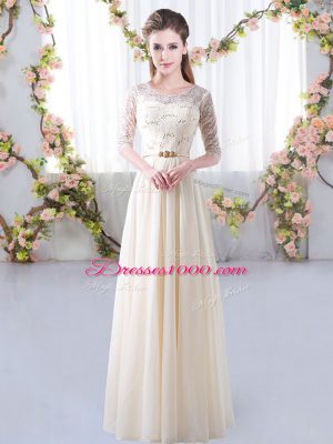 Champagne Half Sleeves Chiffon Zipper Wedding Guest Dresses for Wedding Party