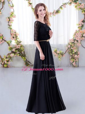 Champagne Half Sleeves Chiffon Zipper Wedding Guest Dresses for Wedding Party