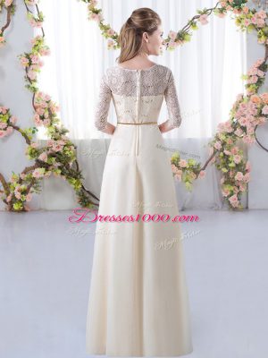 Champagne Half Sleeves Chiffon Zipper Wedding Guest Dresses for Wedding Party