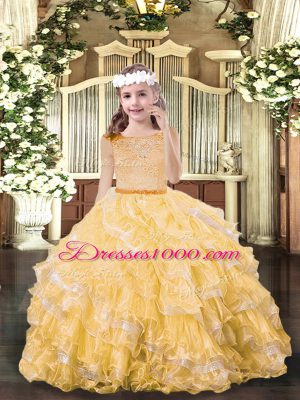 Best Organza Sleeveless Floor Length Casual Dresses and Beading and Ruffled Layers