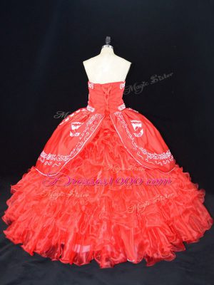 Decent Sleeveless Lace Up Floor Length Embroidery and Ruffles Quinceanera Gowns