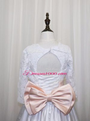 Pretty Half Sleeves Lace and Bowknot Lace Up Flower Girl Dress