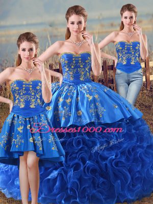 Eye-catching Floor Length Royal Blue Sweet 16 Quinceanera Dress Sweetheart Sleeveless Lace Up