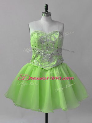 A-line Organza Sweetheart Sleeveless Beading Mini Length Lace Up Prom Dresses