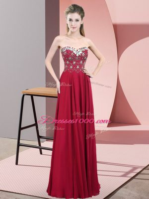Decent Sweetheart Sleeveless Zipper Red Carpet Prom Dress Wine Red Chiffon