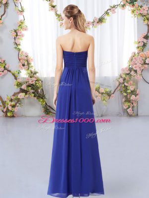 Royal Blue Chiffon Zipper Sweetheart Sleeveless Floor Length Wedding Party Dress Ruching