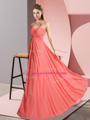 Fabulous Watermelon Red Prom Party Dress Prom and Party with Ruching Sweetheart Sleeveless Lace Up