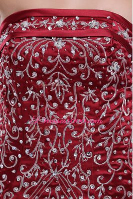 Cheap Lace Up Quinceanera Gown Wine Red for Sweet 16 and Quinceanera with Embroidery and Pick Ups Brush Train