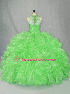 Nice Sleeveless Zipper Floor Length Beading and Ruffles Sweet 16 Quinceanera Dress